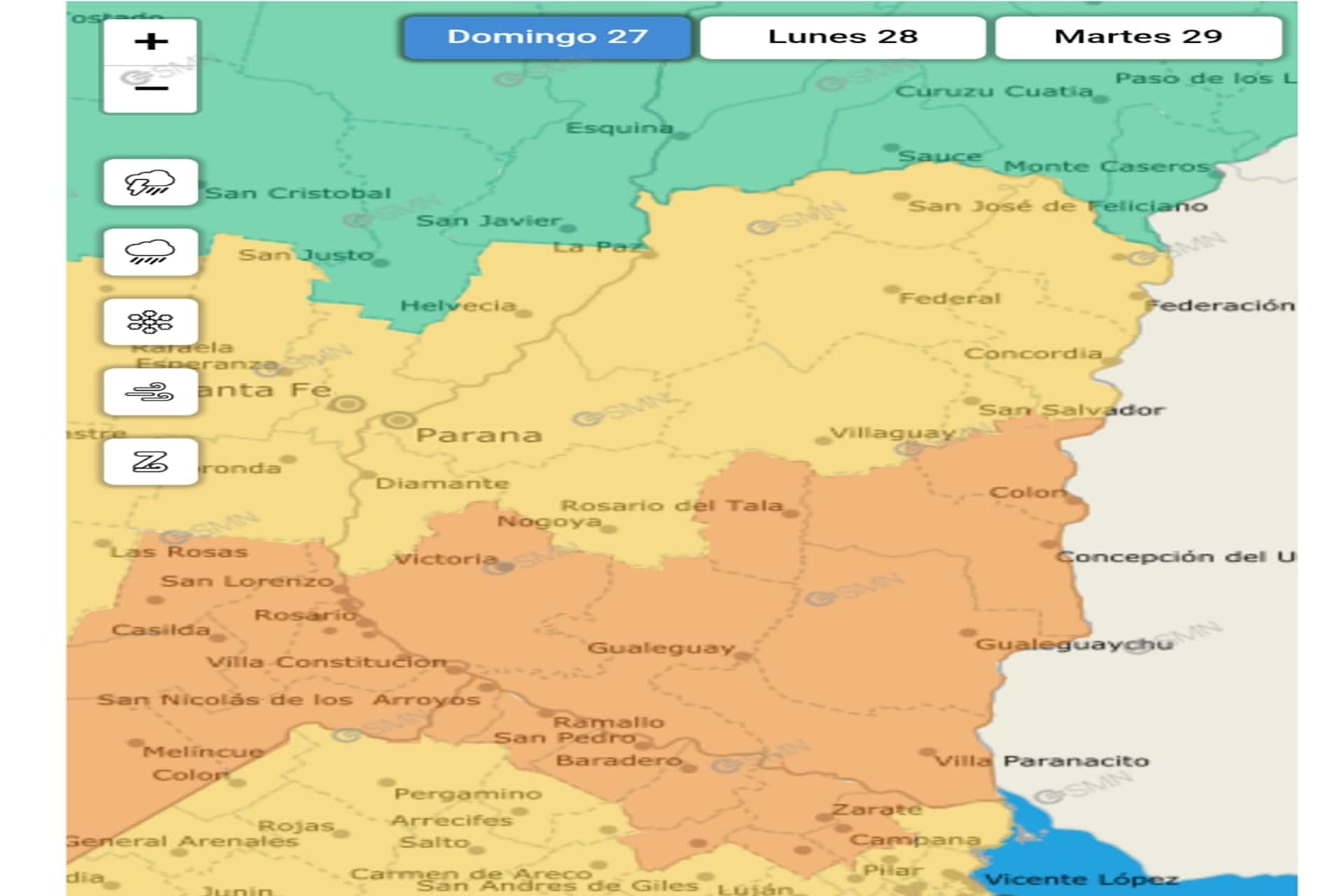 El alerta por tormentas se extiende hasta el martes en el territorio provincial - imagen de origen
